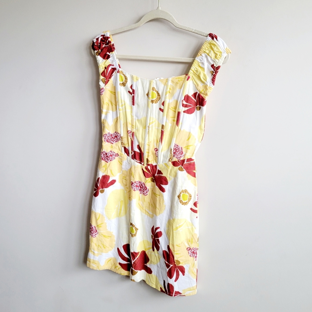 Sabo Skirt White Mini Dress with Yellow & Red Floral Print - Picture 7 of 12